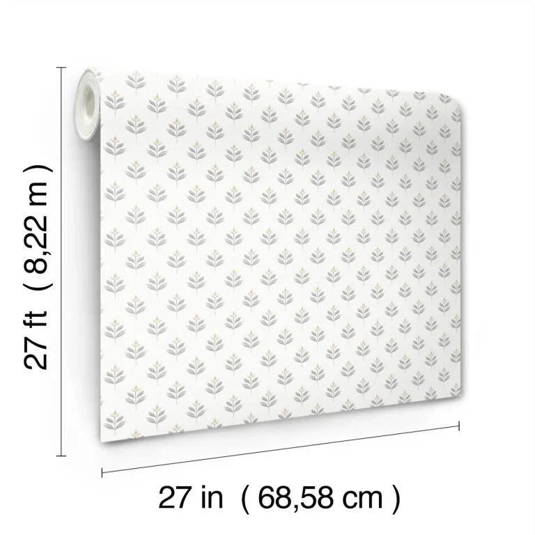 Serene Villa Floral Stamp Wallpaper - Stone — Ảnh 2