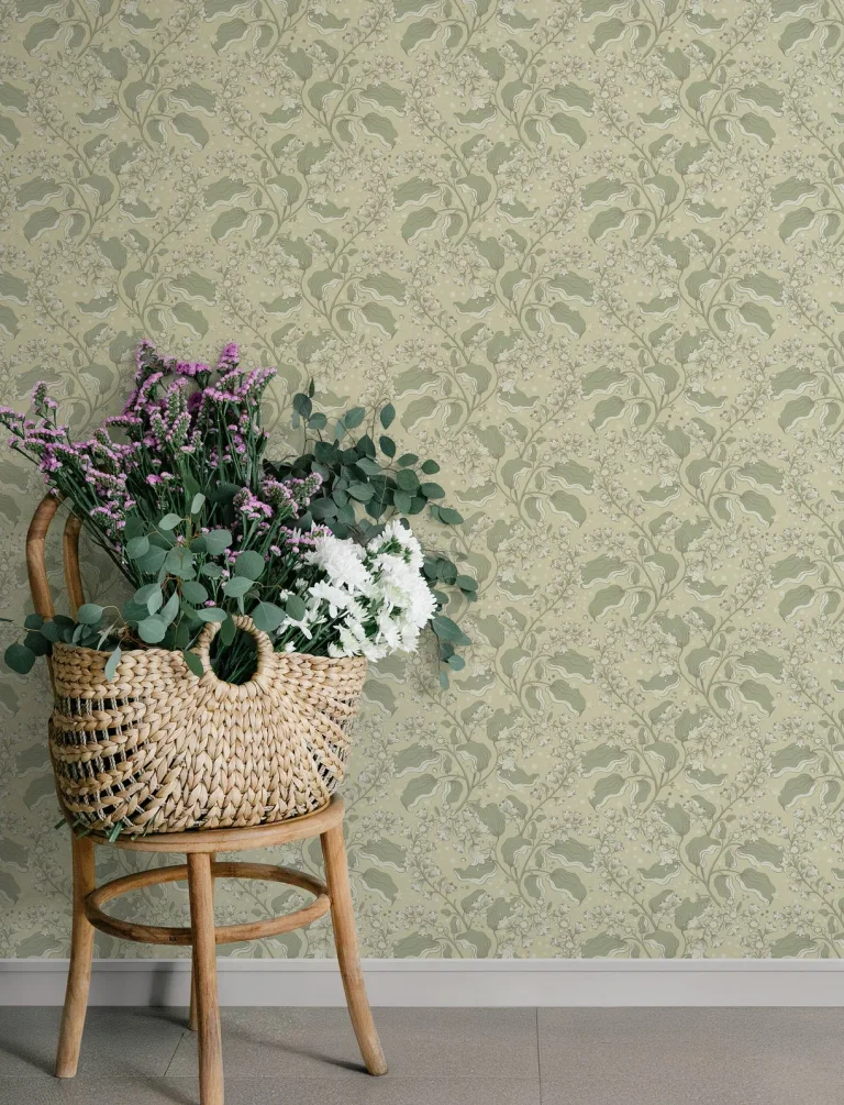 Syren Dainty Floral Wallpaper - Light Green — Ảnh 2