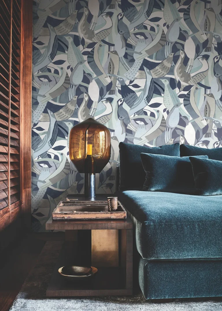 Fauvist Flock Wallpaper - Blue — Image 7