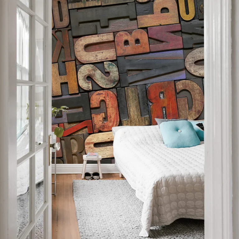 Vintage Letters - Wall Mural 5187 - 4 Panel - 192cm x 260cm — Ảnh 2