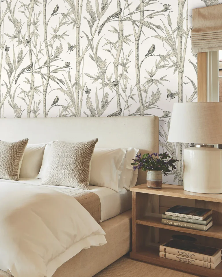 Bambou Toile Wallpaper - White — Ảnh 3