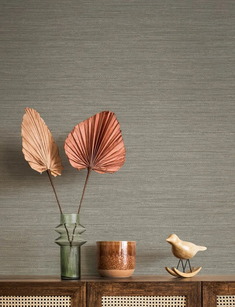 Sheehan Faux Grasscloth Wallpaper - Grey — Ảnh 3