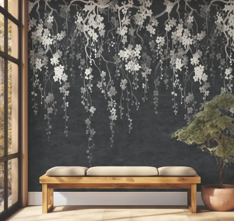 Ronald Redding Sakura Blooms Wall Mural - Black — Ảnh 4