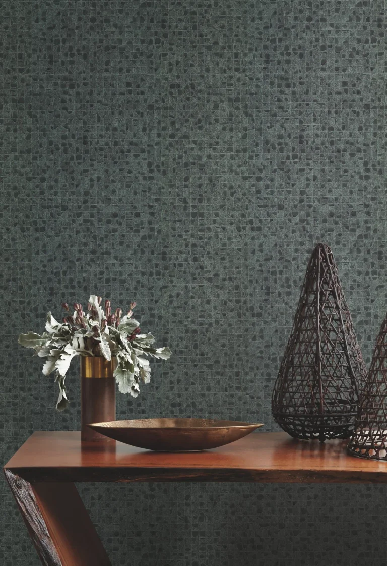 Ronald Redding Leather Lux Wallpaper - Juniper