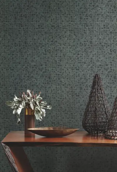 Ronald Redding Leather Lux Wallpaper - Juniper
