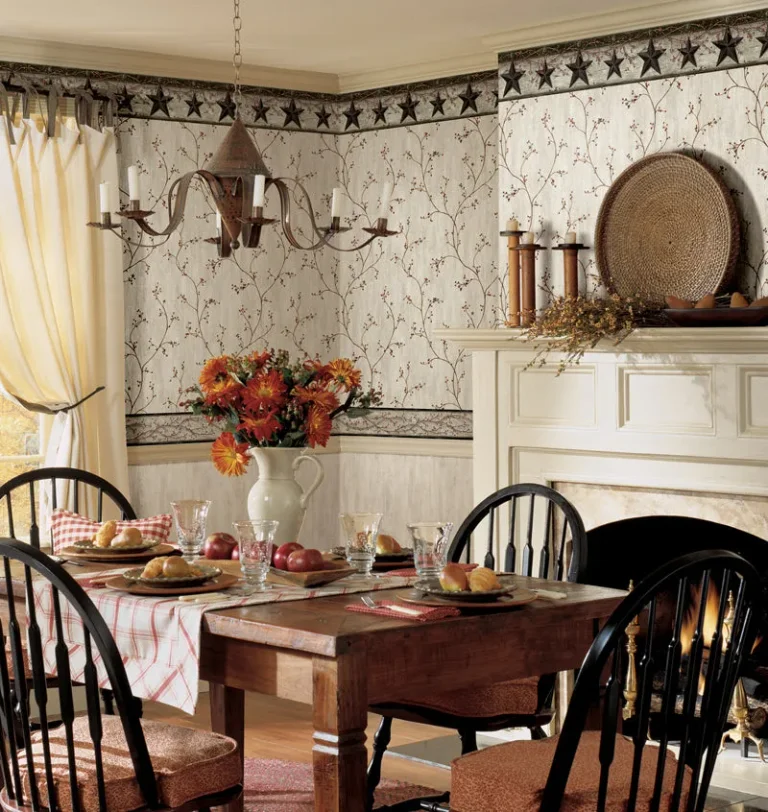 Chesapeake Ennis Rustic Barn Star Wallpaper Border - Black — Image 2