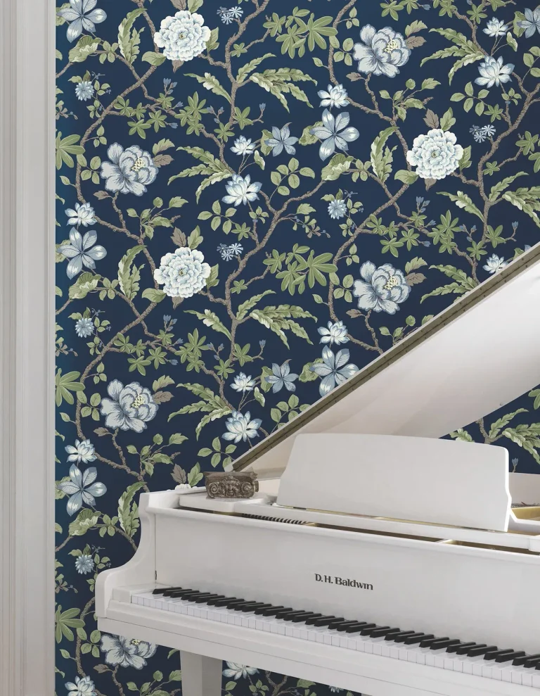 Ronald Redding Courtyard Botanical Wallpaper - Navy — Image 6