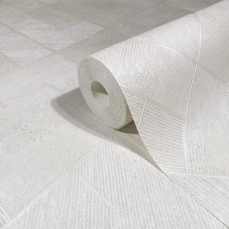 Marquetry Tile Wallpaper - White — Image 4