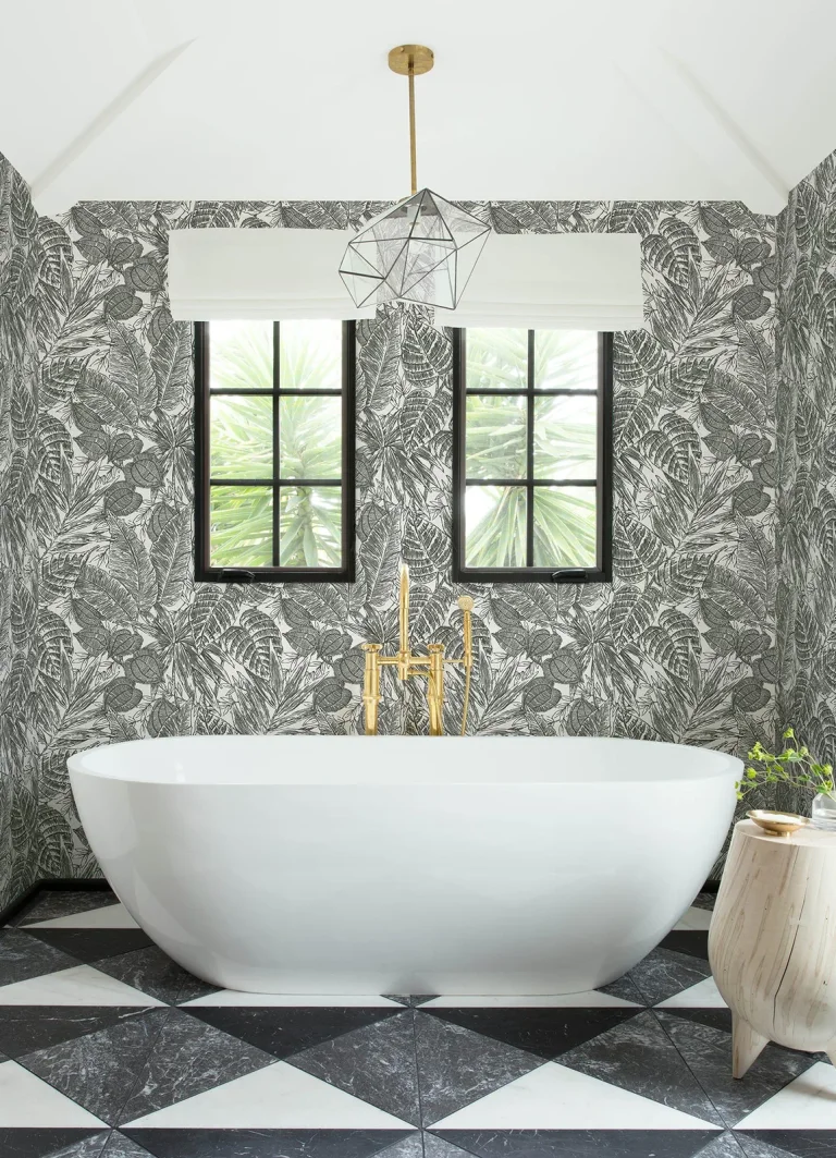 Brentwood Palm Leaves Wallpaper - Black — Ảnh 4
