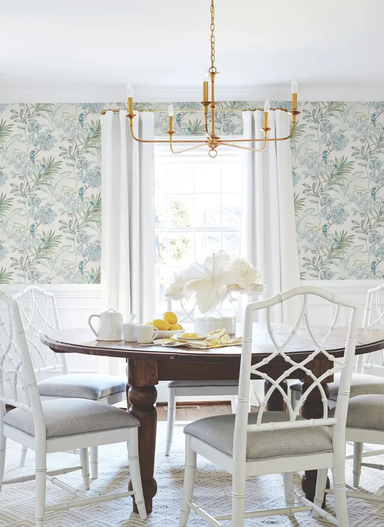 Handpainted Songbird Peel and Stick Wallpaper - Turquiose — Image 5