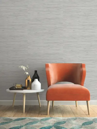 Lustrous Grasscloth Wallpaper - White/Silver