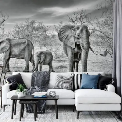 Elephant Family - Wall Mural 5096 - 8 Panel - 384cm x 260cm