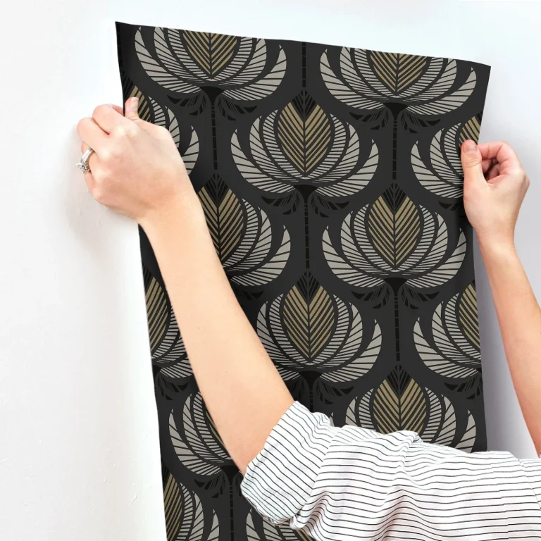 Ferrenby Floral Fan Wallpaper - Black — Image 5