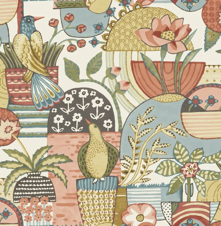 Fika Blissful Birds & Blooms Wallpaper - Mustard — Ảnh 4