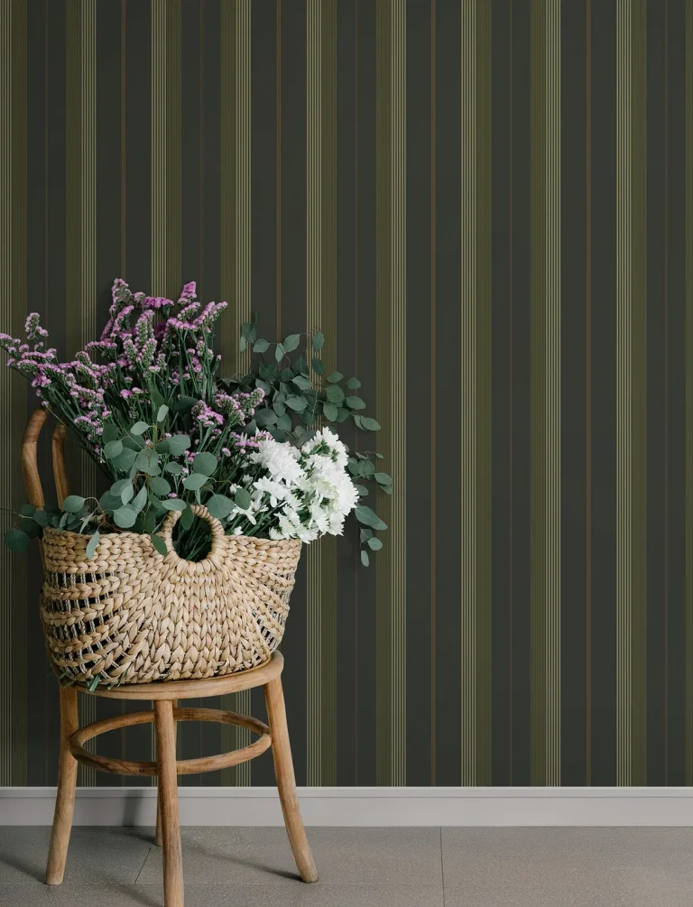 Herrgård Stripe Wallpaper - Black — Ảnh 5