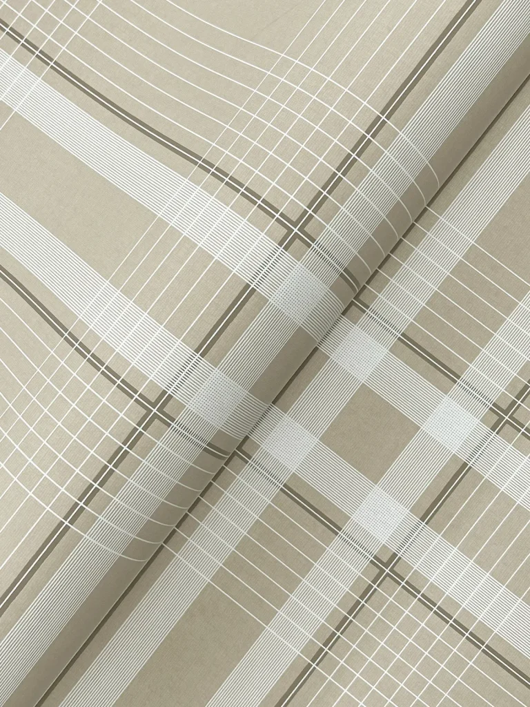 Ronald Redding Country Club Plaid Faux Linen Wallpaper - Taupe — Image 5