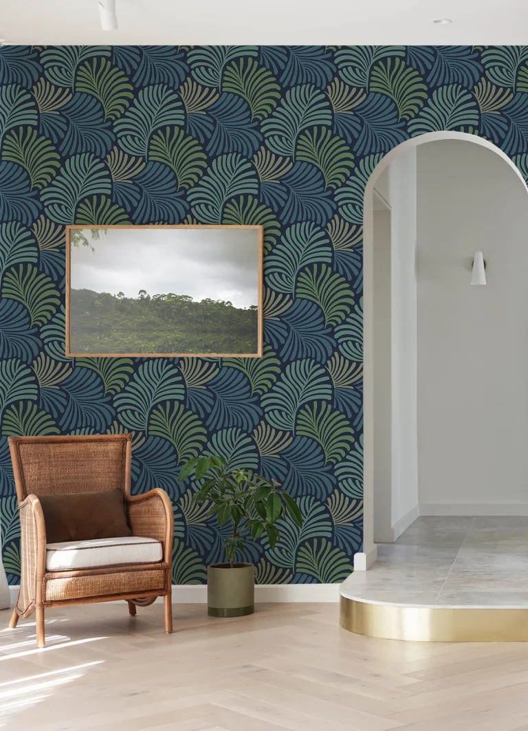 Trousdale Fanning Flora Wallpaper - Navy — Ảnh 3