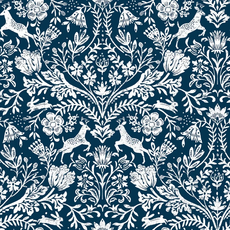Chesapeake Forest Dance Damask Wallpaper - Navy — Ảnh 4