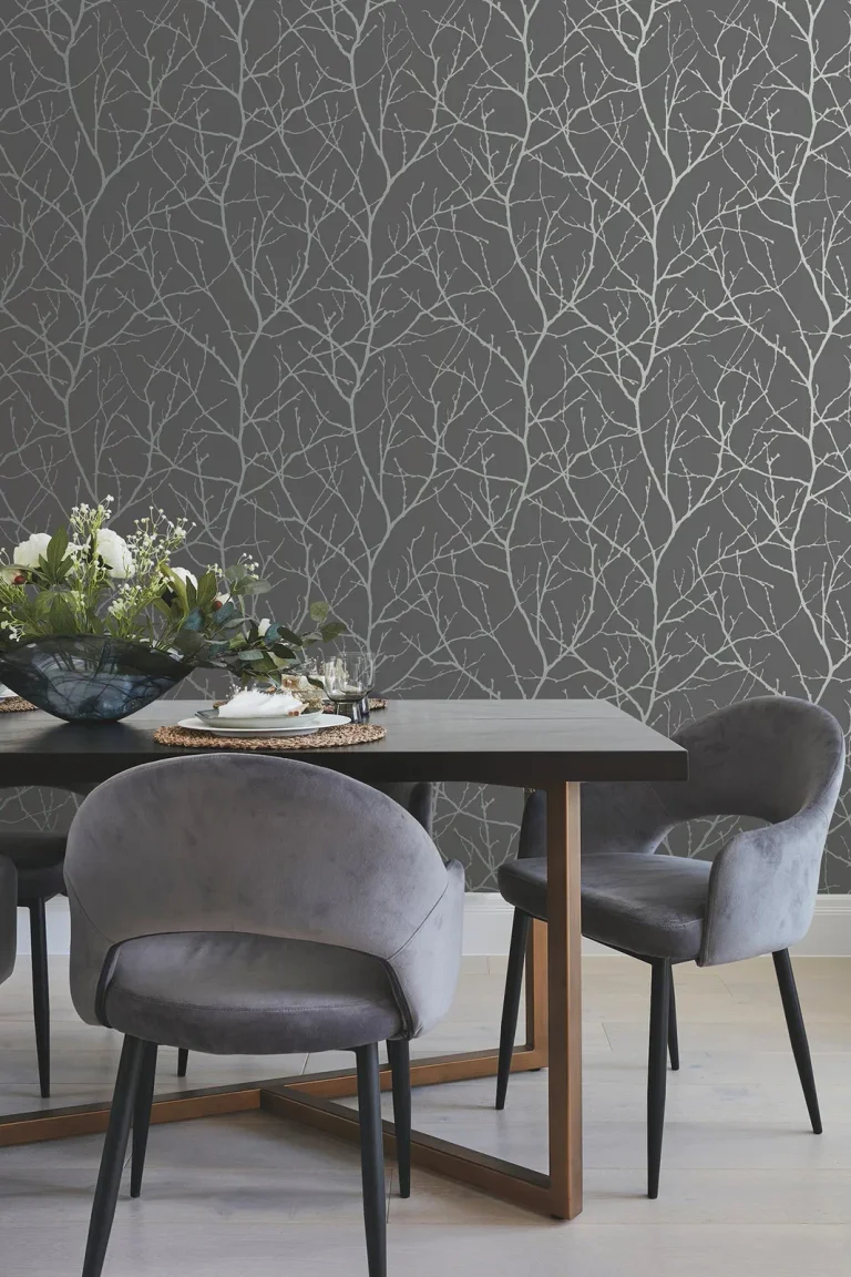 Trees Silhouette Wallpaper - Charcoal/Silver — Image 3