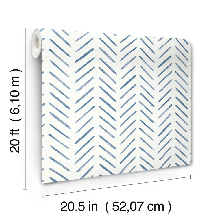 Painted Herringbone Peel and Stick Wallpaper - Navy — Ảnh 2