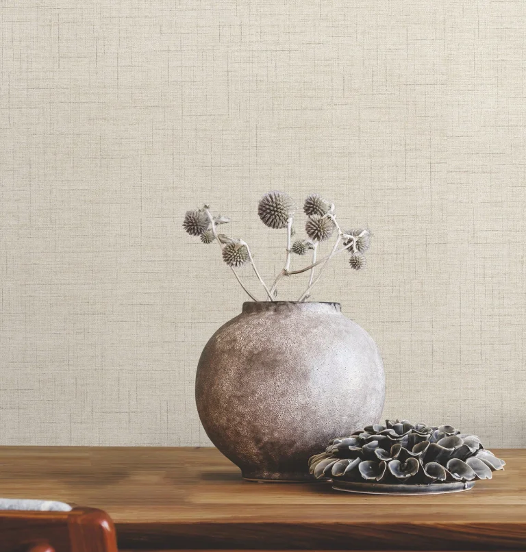 Leon Faux Fabric Wallpaper - Beige — Ảnh 4