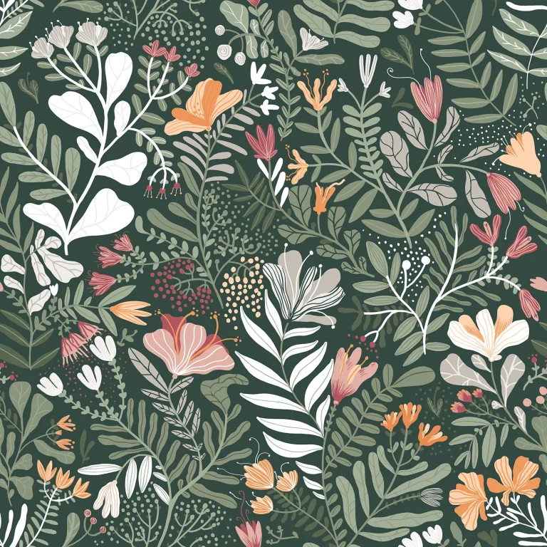 Brittsommar Woodland Floral Wallpaper - Evergreen — Ảnh 2