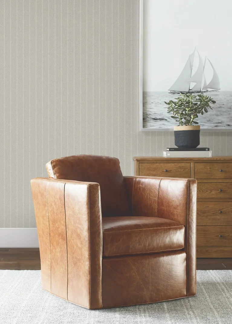 Ronald Redding Elkan Stripe Herringbone Wallpaper - Grey — Ảnh 6