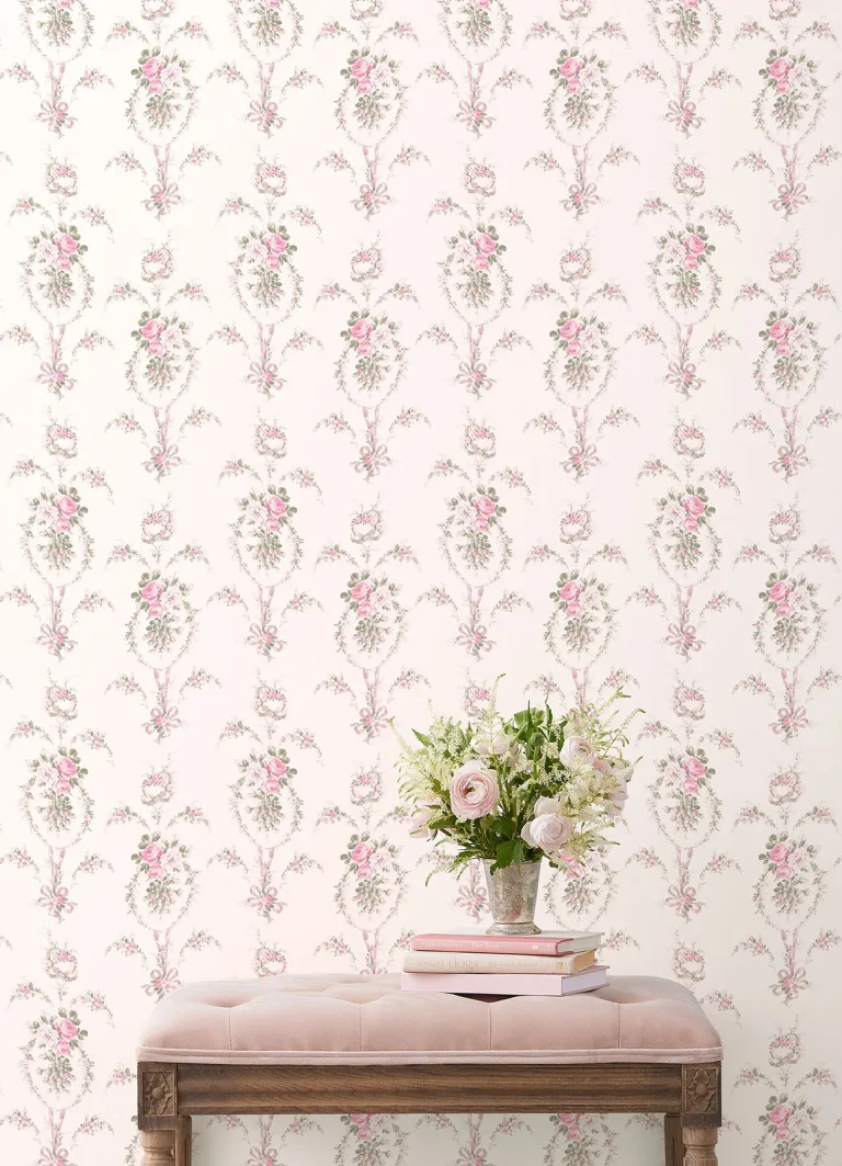 LoveShackFancy Rose Cheeks Floral Cluster Wallpaper - Party Pink — Ảnh 4