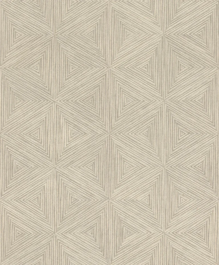 Anara Geo Faux Grasscloth Wallpaper - Grey — Image 4