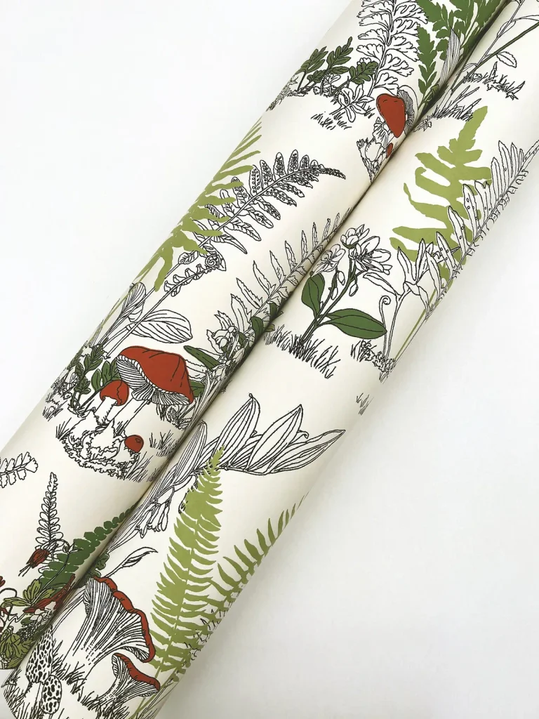 Mushroom Garden Toile Wallpaper - Red/Green — Image 7