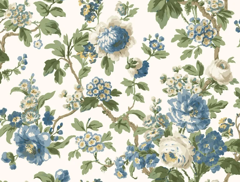 Beatrix Vintage Floral Wallpaper - Blue — Ảnh 4