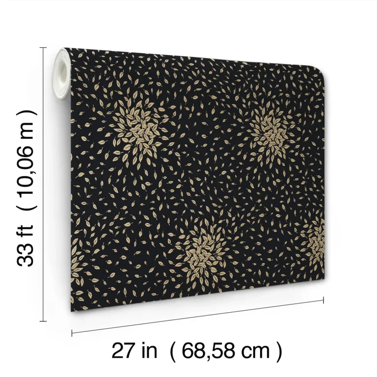 Petite Leaves Wallpaper - Black/Gold — Ảnh 4