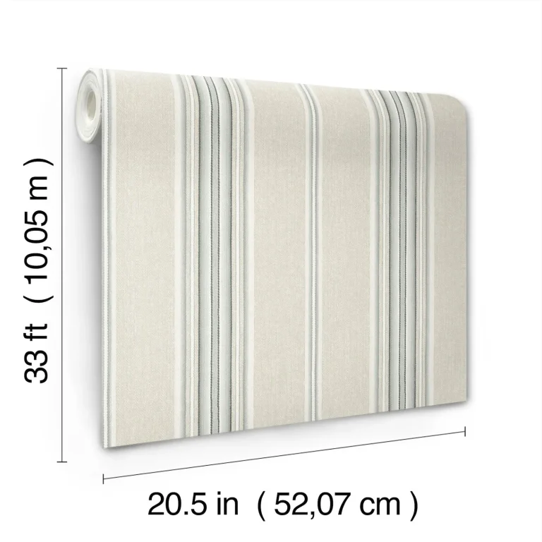Chesapeake Calvados Linen Stripe Wallpaper - Turquoise — Ảnh 7