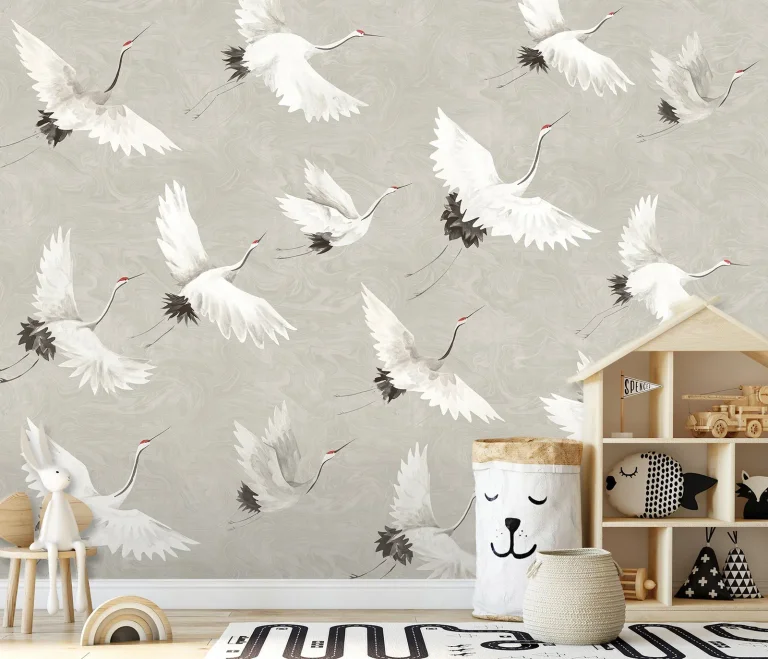 Crane You Later Wall Mural - Dove Grey — Image 2