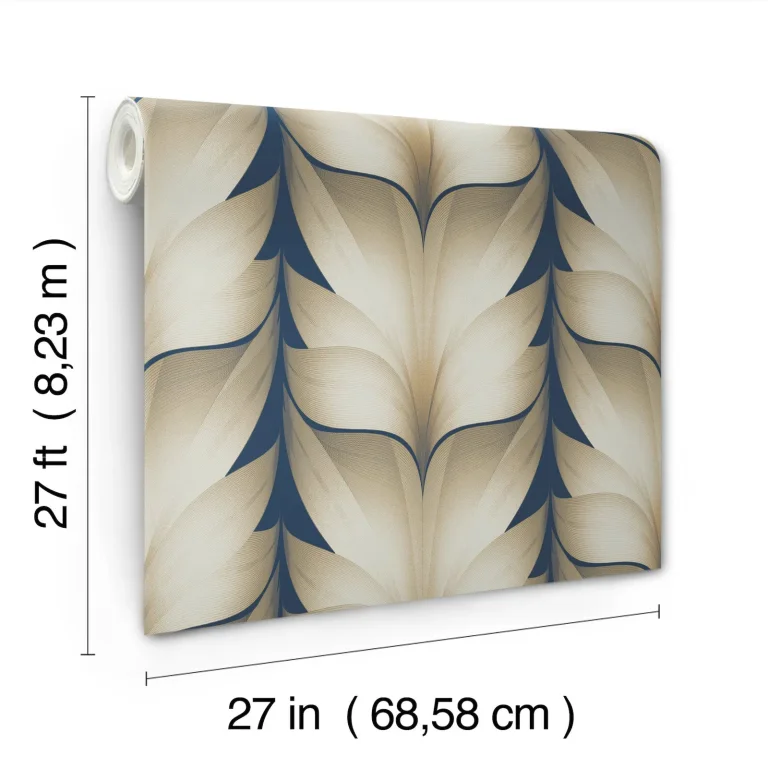 Candice Olson Lotus Light Stripe Wallpaper - Navy — Image 2