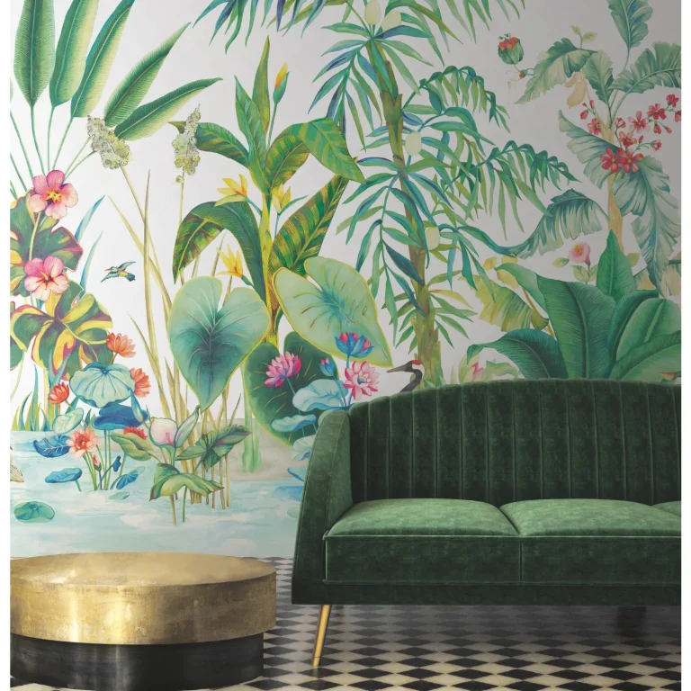 Tropical Panoramic Wall Mural - White — Ảnh 2