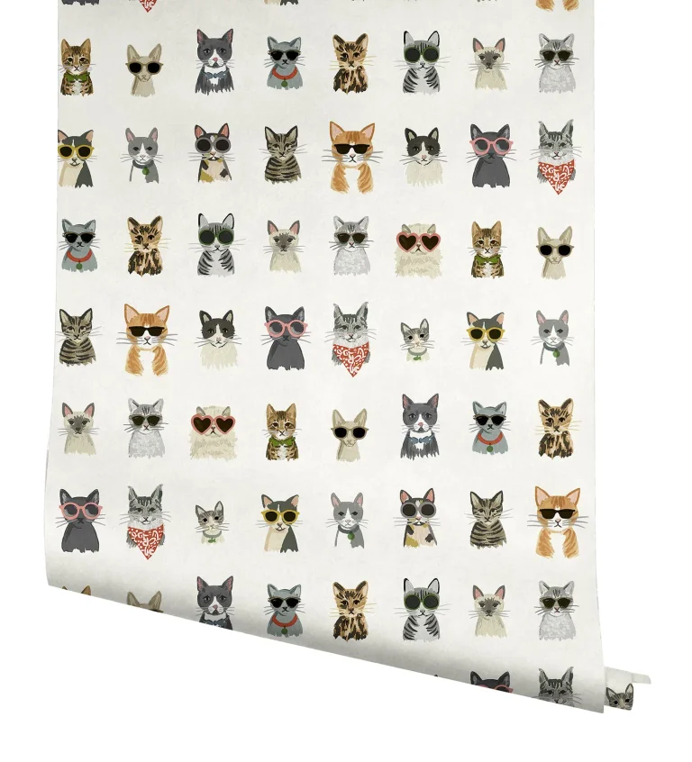 Rifle Paper Co. Cool Cats Peel and Stick Wallpaper - Multi White — Image 5
