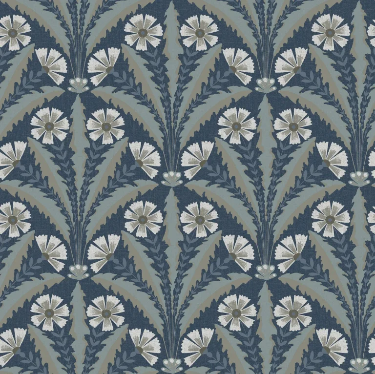 Chesapeake Tap Root Floral Damask Wallpaper - Dark Blue — Ảnh 5