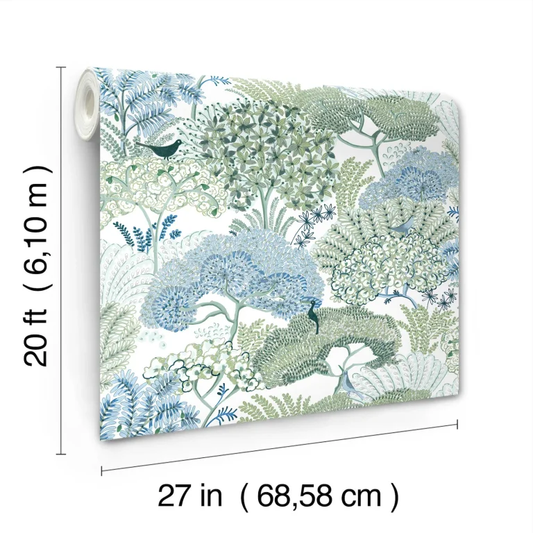 Everbloom Forest Botanical Peel and Stick Wallpaper - Forest Green — Ảnh 6