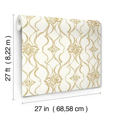 Candice Olson Pirouette Wallpaper - White & Gold
