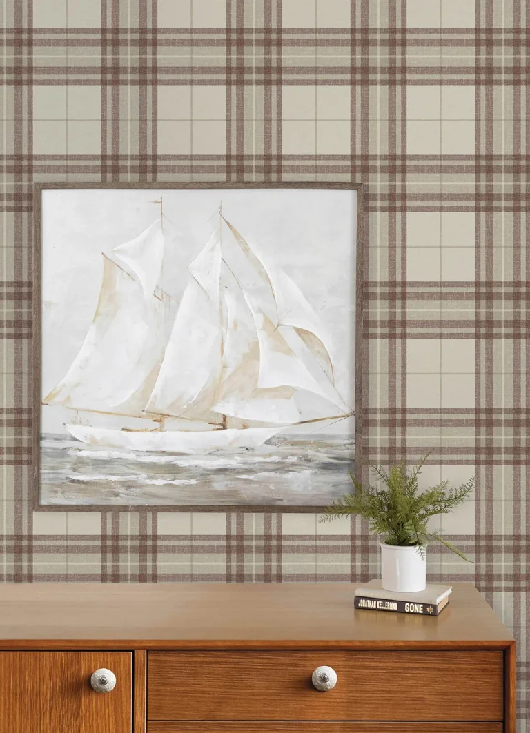 Chesapeake Cabin Check Plaid Wallpaper - Rust — Ảnh 7