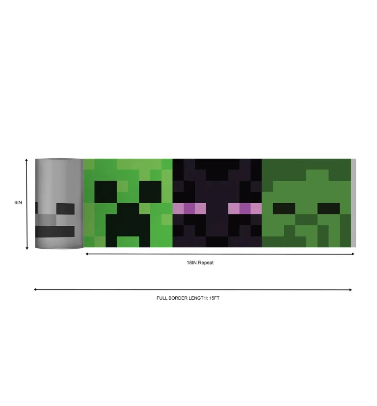 Minecraft Hostile Mobs Wallpaper Border - Green — Ảnh 2