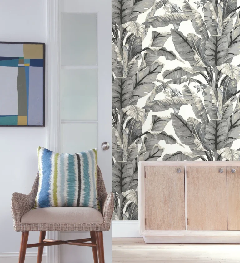 Banana Leaf Peel and Stick Wallpaper - White/Black — Image 2