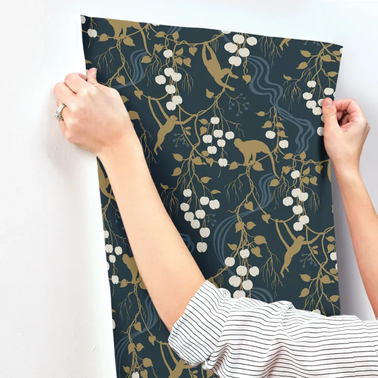 Linden Jungle Canopy Wallpaper - Navy — Ảnh 6