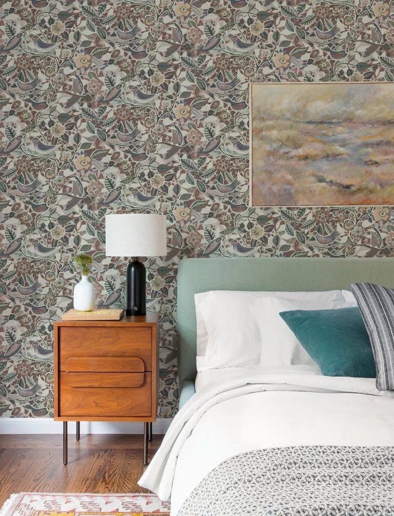 Manette Birds in the Bush Wallpaper - Plum — Image 7