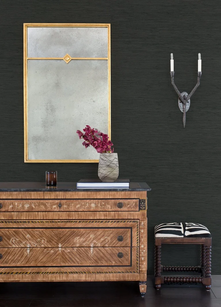 Kira Hemp Grasscloth Wallpaper - Charcoal — Ảnh 5