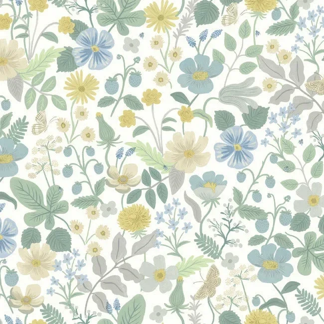 Rifle Paper Co. Strawberry Fields Wallpaper - Blue & Green — Ảnh 4