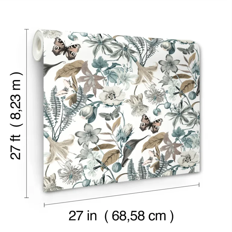 Butterfly House Wallpaper - White/Neutrals/Blue — Ảnh 4