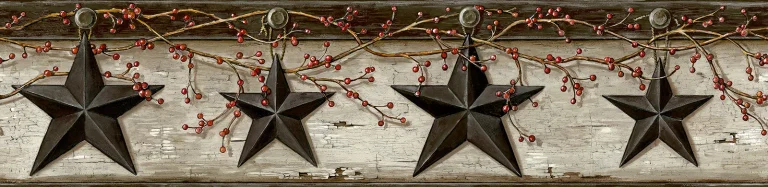 Chesapeake Ennis Rustic Barn Star Wallpaper Border - Black — Image 3