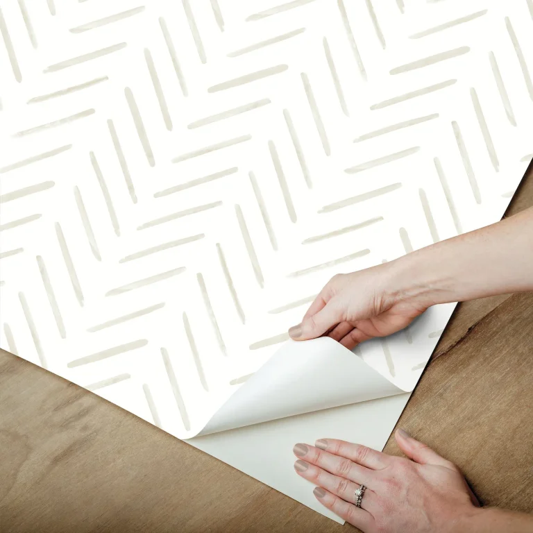 Painted Herringbone Peel and Stick Wallpaper - Sand — Image 3